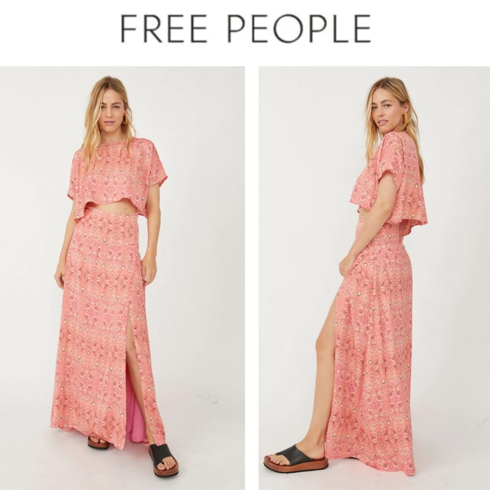Free People Maxi Skirt and Crop Tee Set
